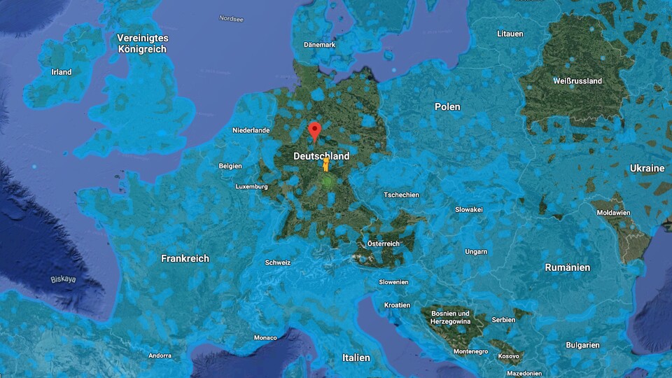 Im europäischen Vergleich ist Googles Street in Deutschland nur in den größten Städten verfügbar, während andere Länder fast komplett abgedeckt sind.
