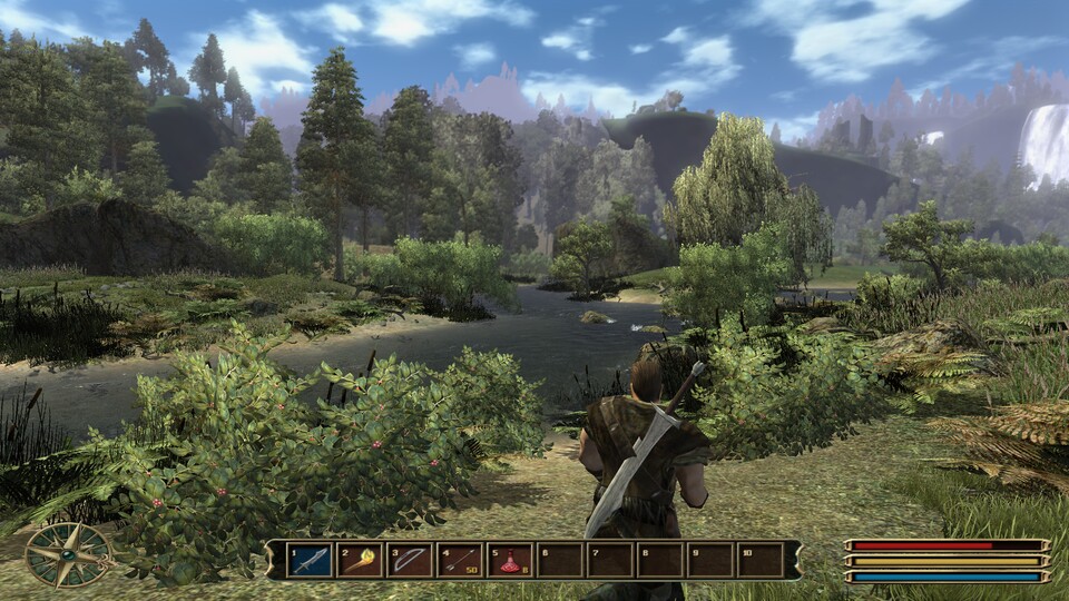 Gothic 3 sah zu seiner Zeit schon ziemlich gut aus, vor allem die Naturareale. Selbst heute wirkt die Grafik für ein fast 20 Jahre altes Spiel noch recht passabel.