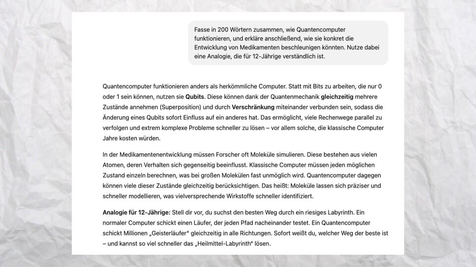 GPT-5 folgt hier stärker meinem Prompt und führt die Anweisung Punkt für Punkt aus.