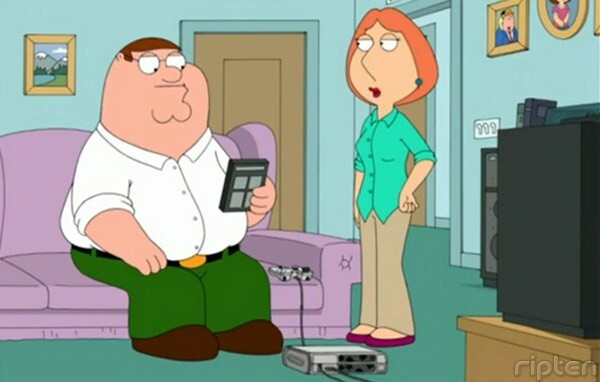 In einer Folge von »Family Guy« soll Peter Griffin (links) seine Fahrkünste im echten Leben durch stundenlanges Spielen von Grand Theft Auto verbessern. Als er mit der Lektion fertig ist, kann er zwar nicht besser fahren, hat dafür aber Geschmack daran gefunden, Passanten mit dem Baseballschläger umzukeulen und ihr Geld zu stehlen.