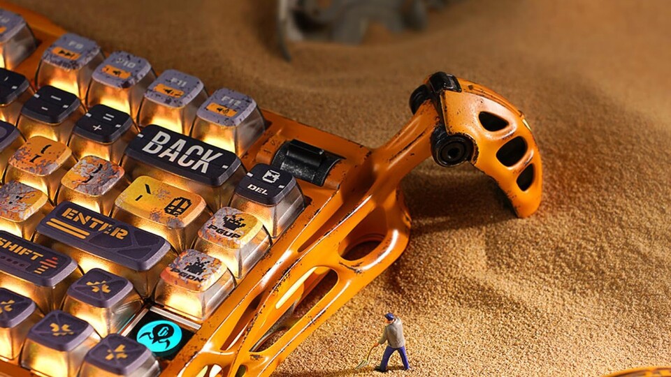 Hier seht ihr einen der zwei Arme der Tastatur. Dieser besteht komplett aus Metall. So ist das ganze Modell wirklich stabil und ihr müsst euch auch nicht sorgen, dass ein Bein mal abbricht oder sonstiges.