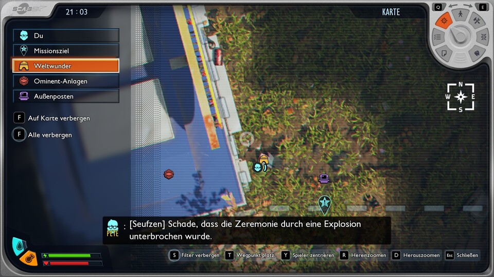 Nördlich von unserem Charakter, direkt am Ausgang der Forschungsanlage, gibt es einige Löwenzähne.