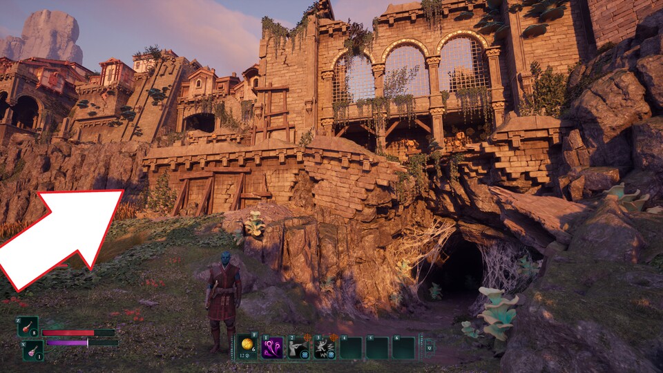 Der subtile Pfeil zeigt euch, wo ihr lang müsst, um in Avowed den Ring der langsamen Essenz zu finden.