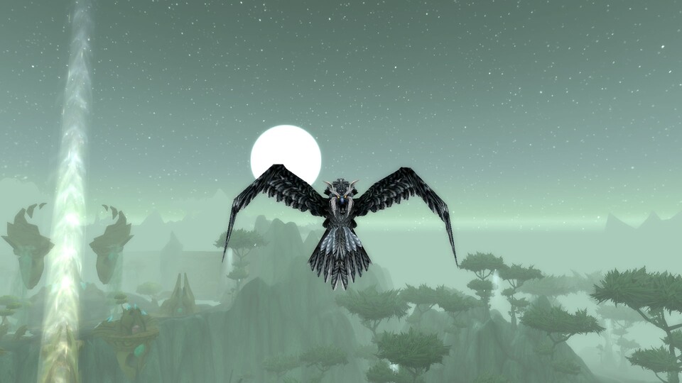 Als Nachtelfen-Druide verwandelt ihr euch in einen grauen Vogel. Als Tauren-Druide hingegen tauscht ihr das graue Federkleid gegen ein hellbraunes aus.
