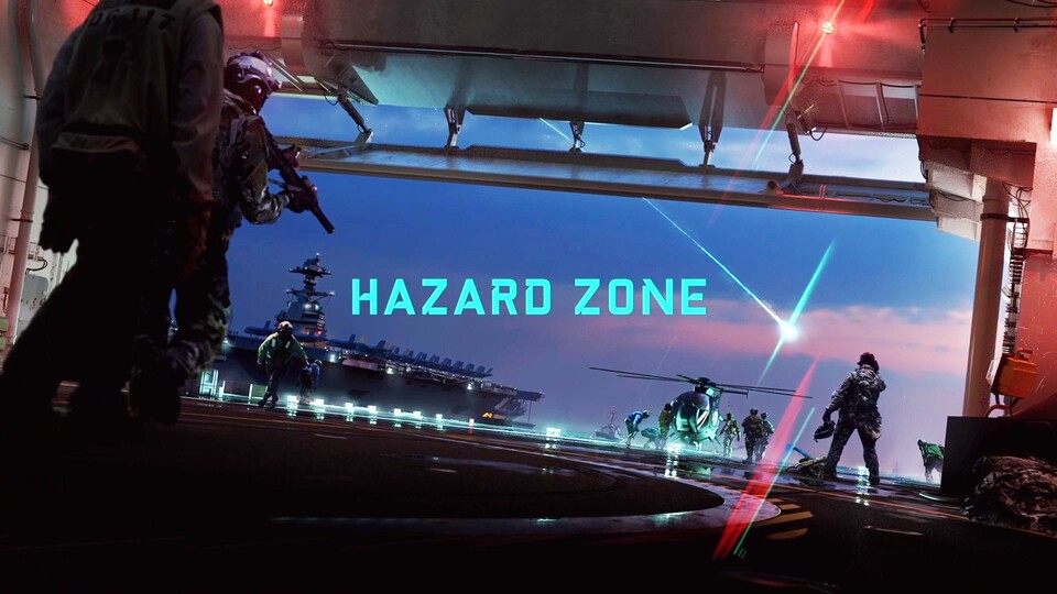 Im bisher einzigen Bild zu Hazard Zone macht sich ein kleiner Soldatentrupp auf einem Flugzeugträger bereit zum Ausrücken. Laut Entwickler wird die Auswahl der richtigen Ausrüstung entscheidend sein.