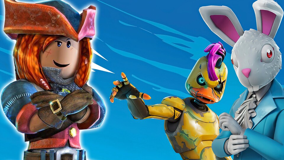 Roblox (links) und Fortnite (rechts) sind zwei bei Minderjährigen sehr beliebte Online-Spiele. Damit sind sie auch ein potenzieller Tatort für Kindesmissbrauch. Bei GameStar Plus gehen wir dem Phänomen mit Experten auf den Grund.