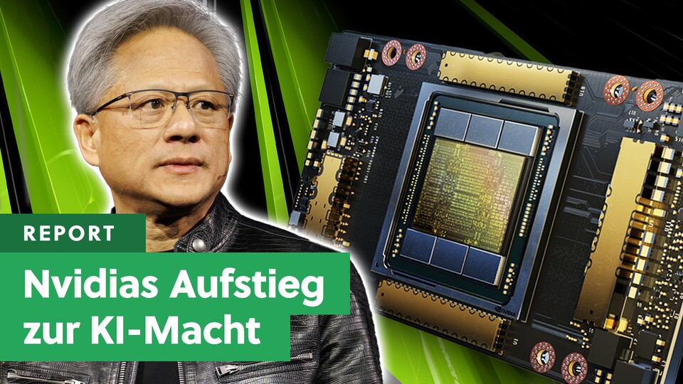 Firmengründer und CEO Jensen Huang hat Nvidia in 31 Jahren zu einer der wervollsten Unternehmen der Welt gemacht. Der Grund für den jüngsten Erfolg: KI-Chips wie der A100 Tensor Core (rechts).