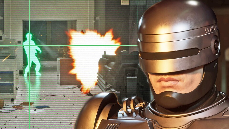 Ikonische Figur: RoboCop wirkt in Rogue City wie direkt dem Film entstiegen. Dem knalligen Shooter hängt auch ein überraschend spaßiger Polizei-Simulator an.