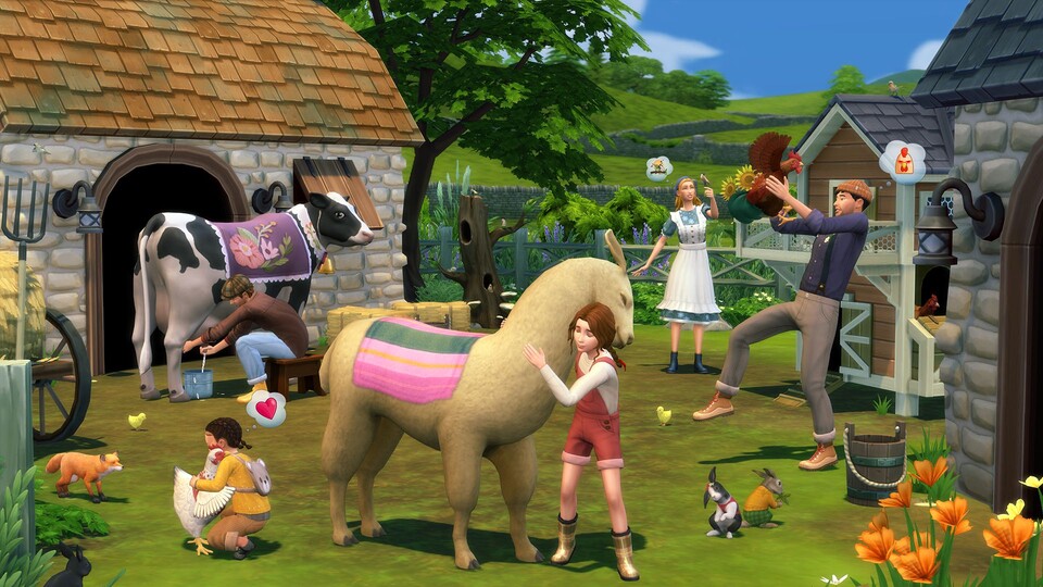 Kühe melken, Llamas züchten und nicht von Hühnern gepickt werden: Sims haben auf dem Hof reichlich zu tun.