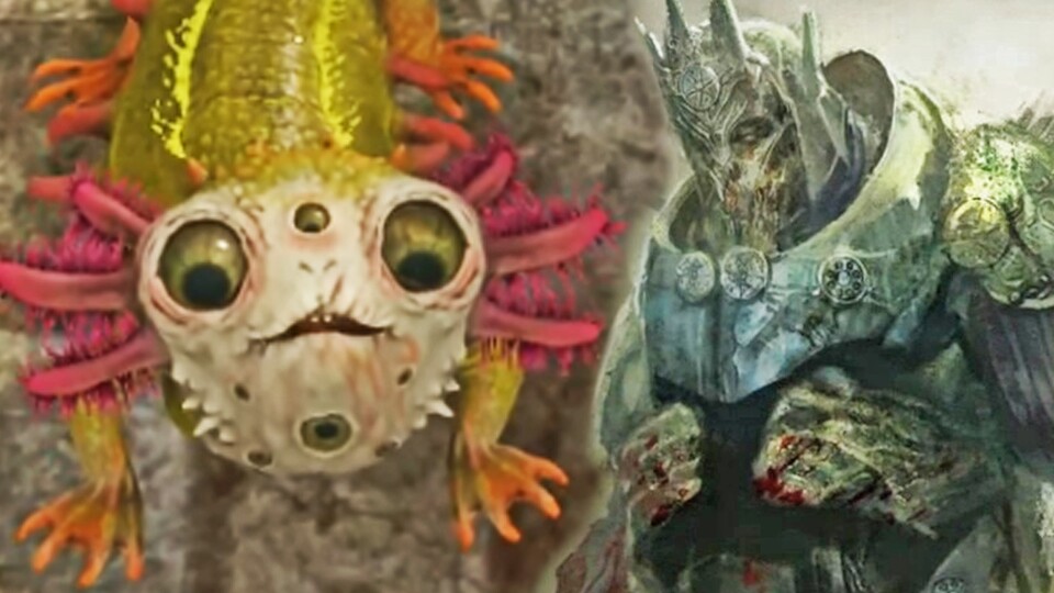 Der kleine Racker links ist so ganz anders als alles andere in Tainted Grail (rechts). Geschlüpft ist er aus einem Ei.