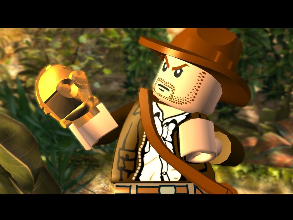 Lego Indiana Jones erzählt die Handlung nur durch Slapstick und Geräusche, ohne Text.