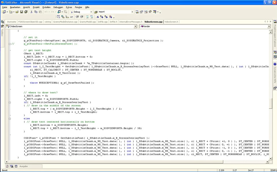 In der Spielebranche wird viel mit dem Programm Visual Studio gearbeitet. Dieser Code beschreibt, dass in einer Zwischensequenz Untertitel eingeblendet werden.