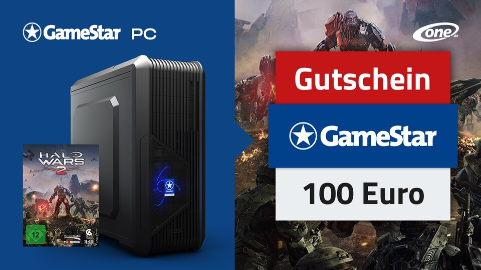 Know your enemy: Beim One GameStar-PC Ultra Plus und One GameStar-PC Ultra Xtreme gibt es jetzt zusätzlich nicht nur 100 Euro Rabatt sondern noch das neue Halo Wars 2 gratis dazu.
