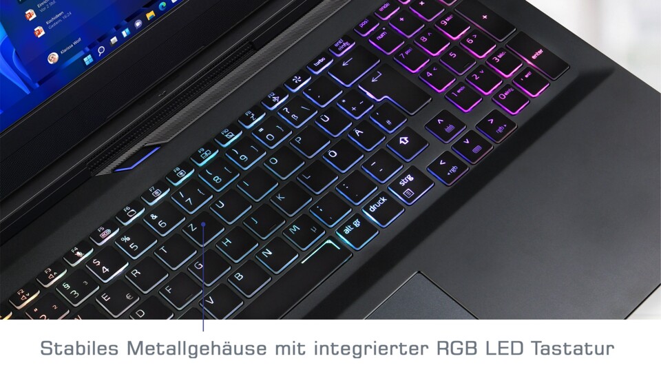Das Metallgehäuse und die RGB-beleuchtete Tastatur fühlen sich richtig gut und wertig an.