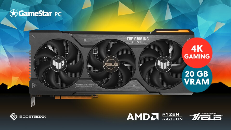Die ASUS TUF Radeon™ RX 7900 XT zaubert euch fantastische Spielwelten auf den Bildschirm dank ihres leichten Overclocking.