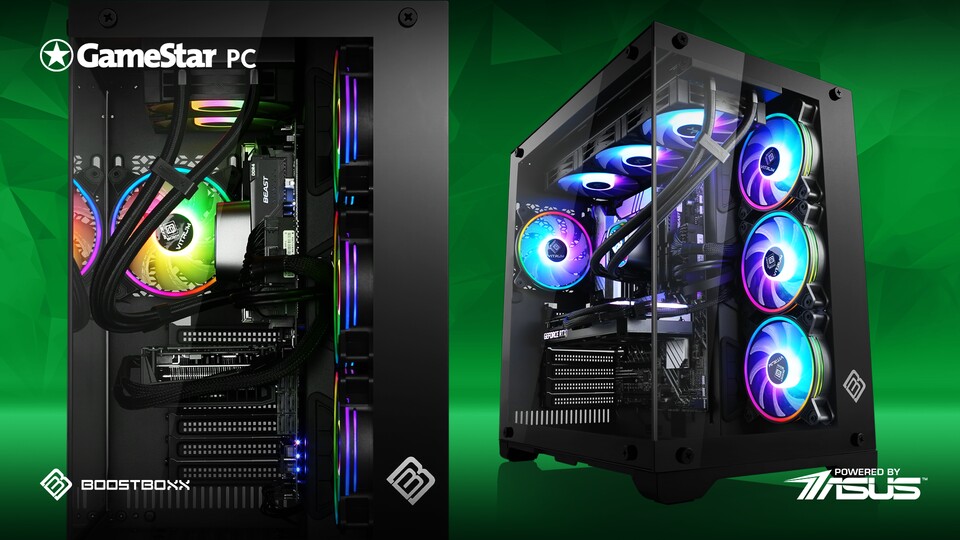 Klare Designsprache: Viel Glas, starke Linien
und kein Schnickschnack zeichnen das Gehäuse des Gaming-PCs aus.