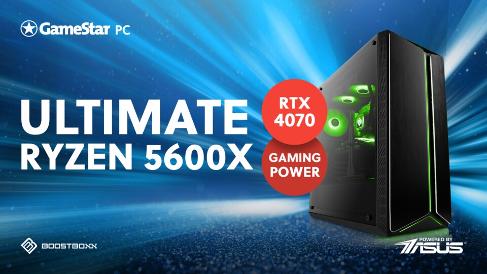Viel Grafikpower mit GeForce RTX 4070 und Ryzen 5 5600X zu absolut fairen Preis.