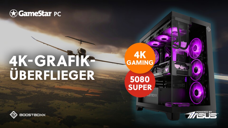 Dank der mächtigen RTX 5080 und starker CPU-Leistung kommt ihr ohne Turbulenzen durch den Luftraum.