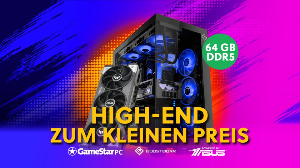 Hier bekommt ihr nicht nur auf den Monitoren etwas geboten – das Glasgehäuse setzt eure Hardware bestens in Szene.