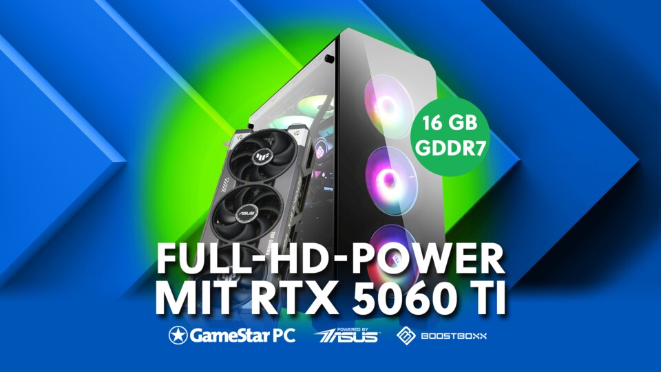 Mit dem starken Achtkerner und der zukunftssicheren RTX 5060 Ti 16 GB ist der GameStar PC XXXL ideal für Full-HD-Gaming auf maximalen Details.