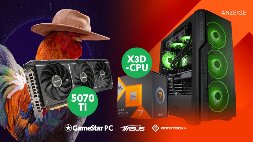 Absolut starke Preis-Leistungs-Power erwartet euch mit dem optimalen Kompromiss zwischen High End und Preis-Leistung – dem GameStar PC Ultimate Ryzen Pro. (Abbildung beispielhaft)