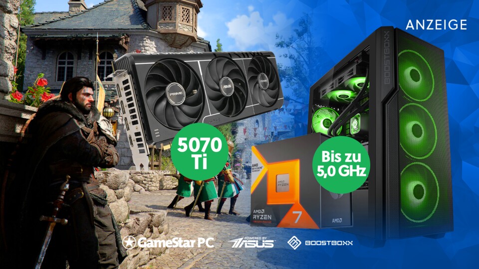 Mit der Nvidia GeForce RTX 5070 Ti seid ihr direkt auf 4K-Kurs und könnt den Grafik-Hit mit maximalen Details genießen.