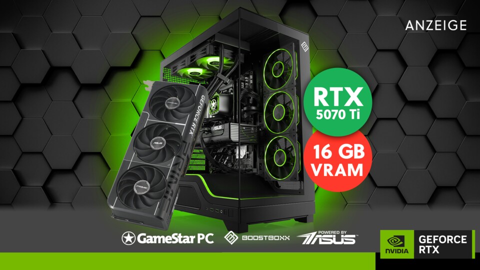 4K-Gaming zum Hammerpreis: NVIDIAs RTX 5070 Ti sorgt in Kombination mit der schnellen X3D-CPU von AMD für butterweiche Bildraten bei maximalen Details.