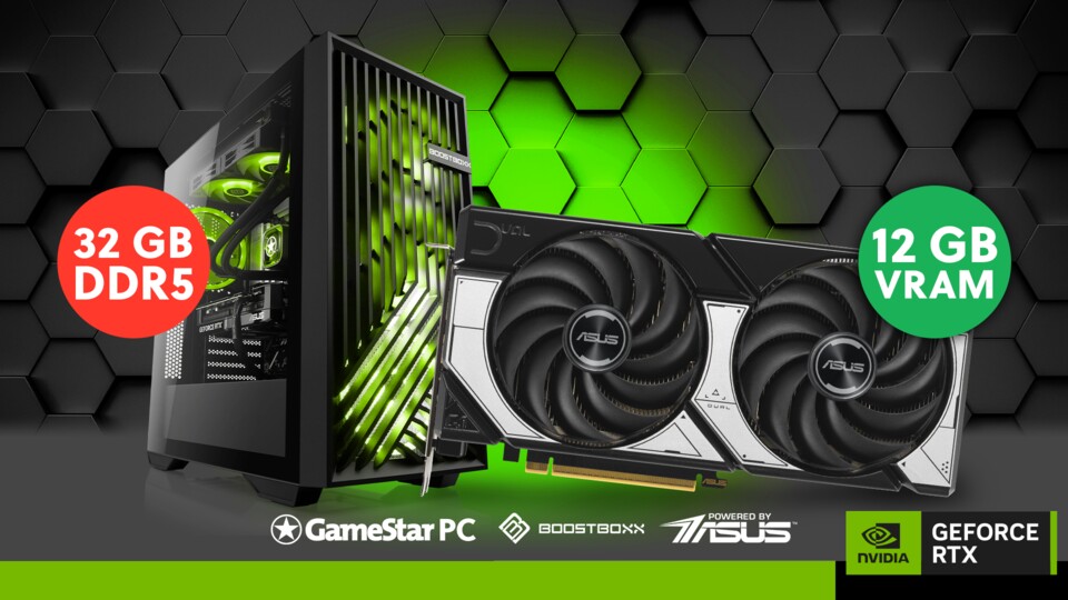 Starke Leistung zum fairen Preis: Mit der GeForce RTX 5070 und dem schnellen AMD-Sechskerner, spielt ihr alles auf hohen Details.