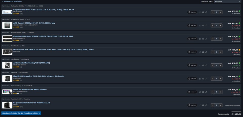 Auch im Geizhals-Vergleich beweist sich der limitierte Battlefield-Gaming-PC. (Quelle Geizhals.de vom 28.05.2026 um 12:00 Uhr)