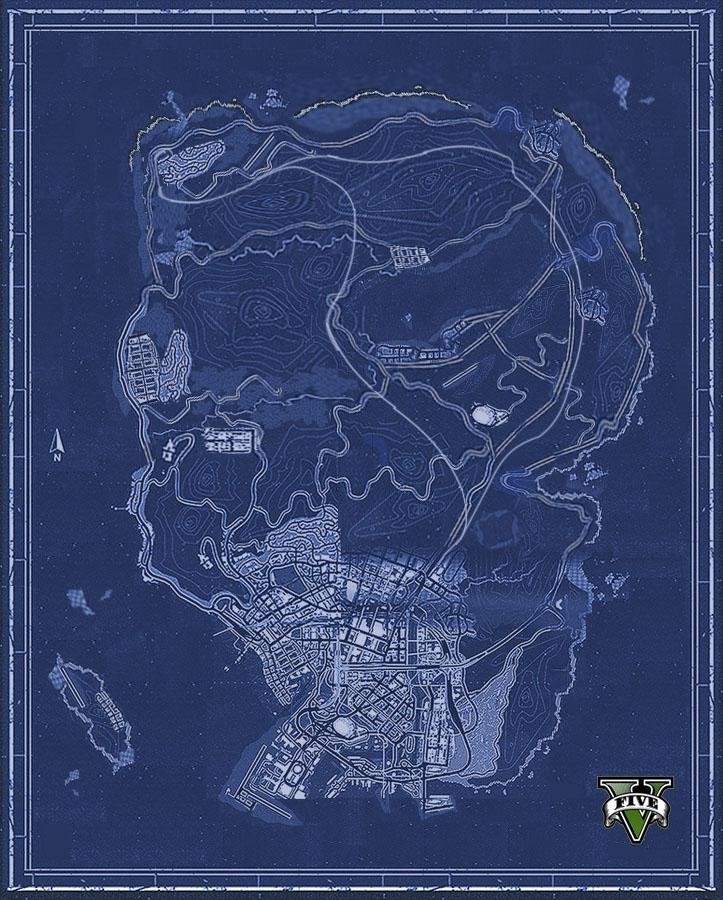Zeigt diese Karte die Spielwelt von GTA 5? An das Los Santos aus GTA San Andreas erinnert sie jedenfalls nicht.