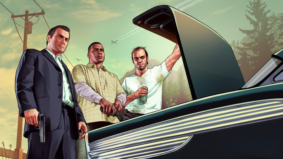 A similar scene only occurs in the C end of GTA 5's single player campaign.