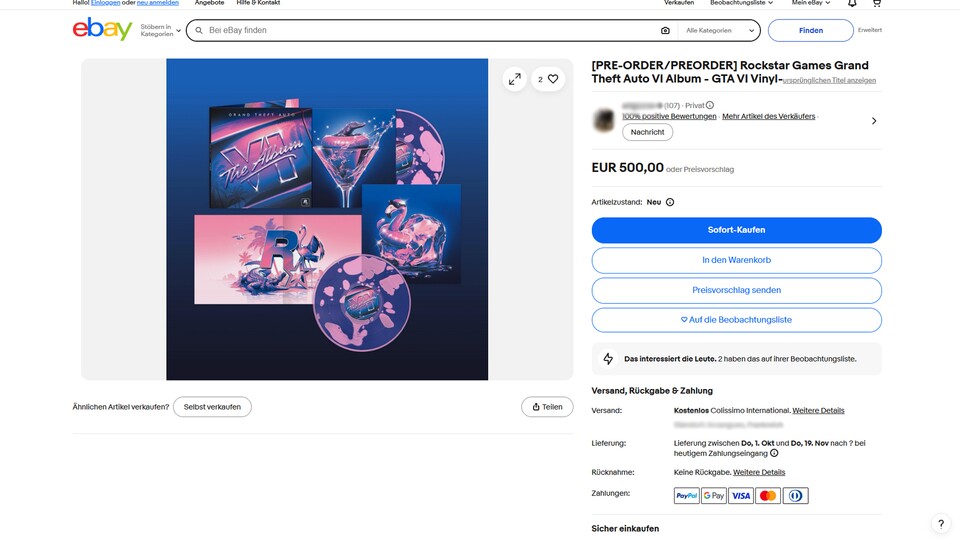 Auf Ebay taucht die limitierte Vinyl-Edition für einen vierfach höheren Preis auf.