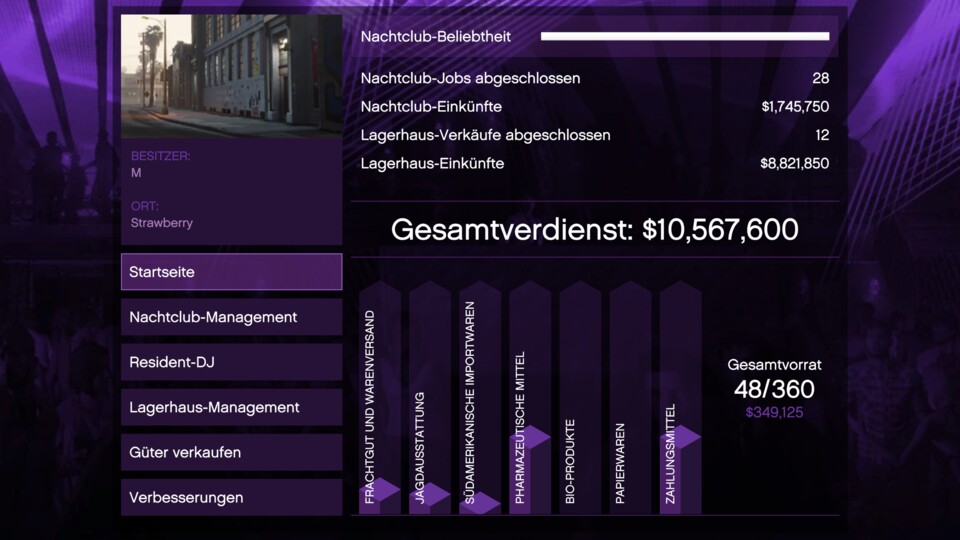 Wenn ihr euch die anderen Unternehmen nur anschafft, um den Nachtclub auszureizen, könnt ihr problemlos die günstigsten Standorte wählen und keinerlei Upgrades kaufen.