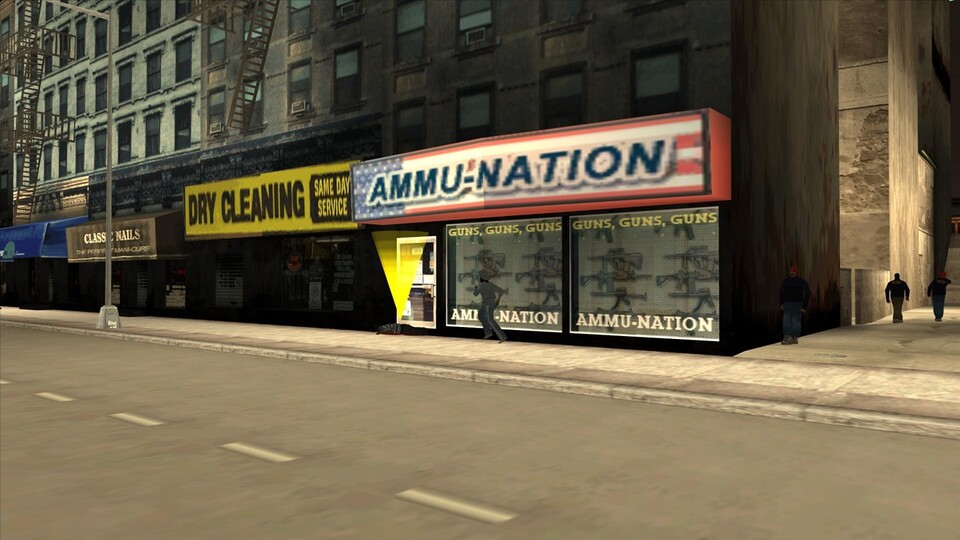 Ammu-Nation: Die Waffenläden richten ihr Angebot nach dem Spielfortschritt des Spielers aus. Zu Beginn einer Gangsterkarriere kann man bei Ihnen nur leichte Handwaffen erwerben.