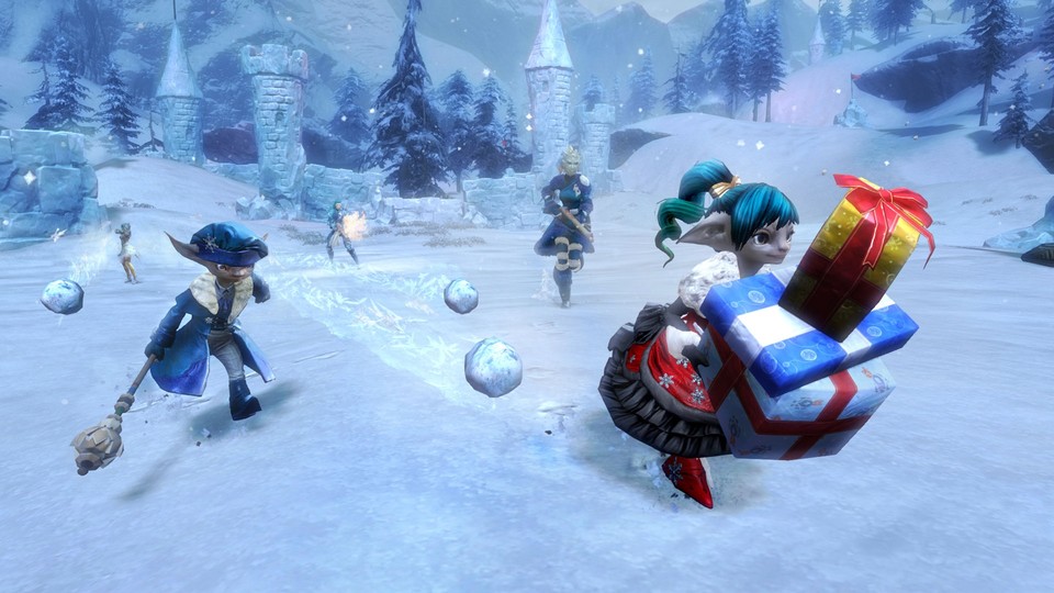 Für die Dauer des Winterevents in Guild Wars 2 kann man unter anderem Schneeballschlachtne führen.
