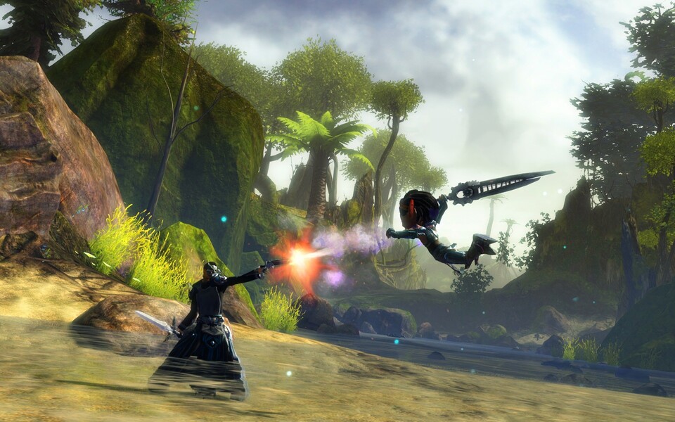 Klein, aber gemein. Die winzigen Asura können sehr wohl auch Krieger werden und mit Schwertern hantieren. In Guild Wars 2 gibt's keine Rassen-Klassen-Beschränkungen. (Bild vom Entwickler)