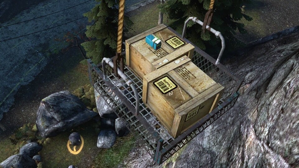 Half-Life 2 nutzte seinerzeit gelbe Sticker um Holzboxen zu markieren, die nützliche Items enthalten. Für viele Spieler bis heute ein guter Kompromiss aus Lesbarkeit und Immersion.