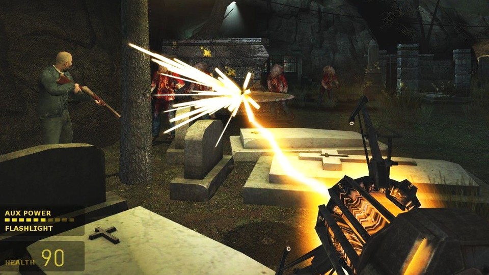 Mit der Gravity Gun haben wir in Half-Life 2 zum Beispiel Sägeblätter auf unsere Feinde geschleudert.