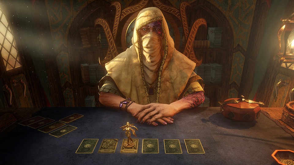 Wer die Kampagne von Hand of Fate 2 durchspielt, kann danach den Kartengeber als Begleiter auswählen. 