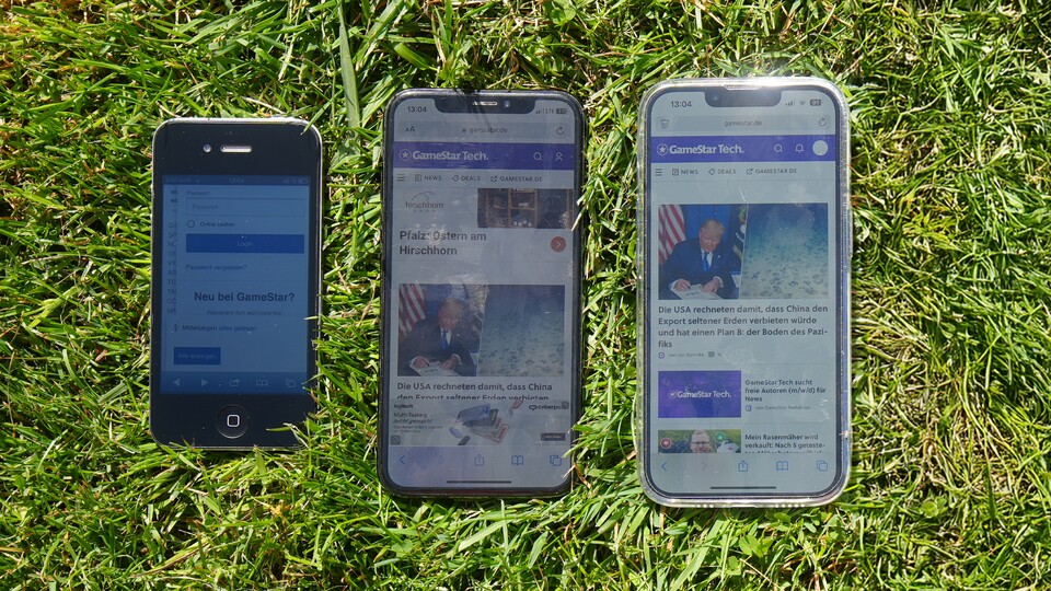 Hier sieht man der Unterschied deutlich: 500, 700 oder 1.000 Nits machen bei Sonne einen großen Unterschied. (Bild: GameStar Tech)