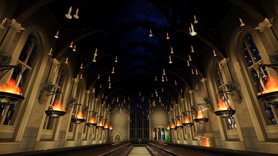 Hogwarts' Große Halle als Fan-Nachbau in Planet Coaster.