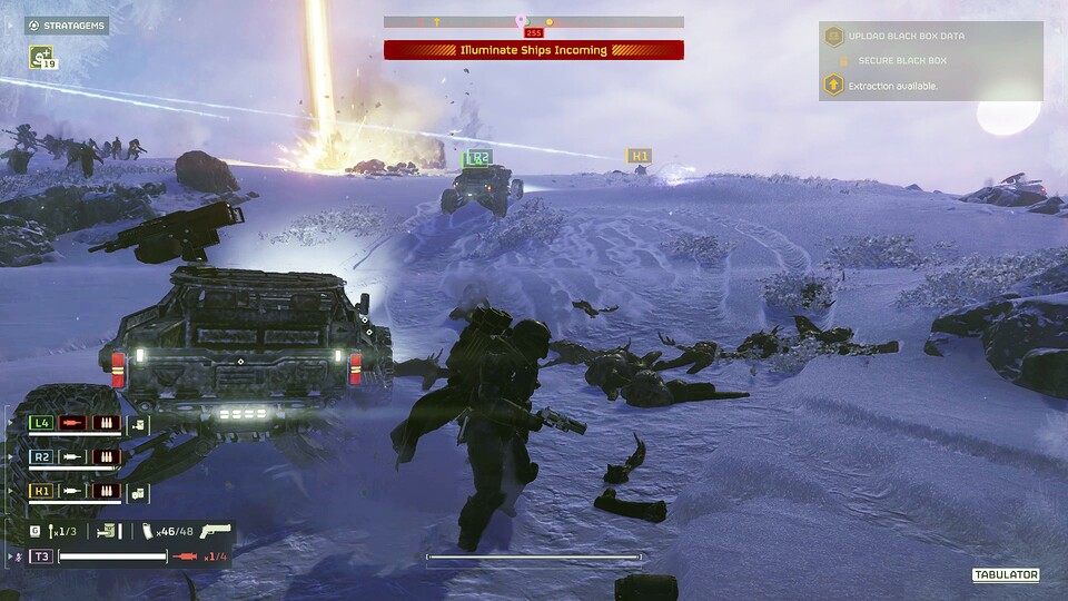 Mit unserer Buggy-Flotte bringen wir das Team schnell von A nach B. Gut gepanzert sind die Dinger aber nicht.