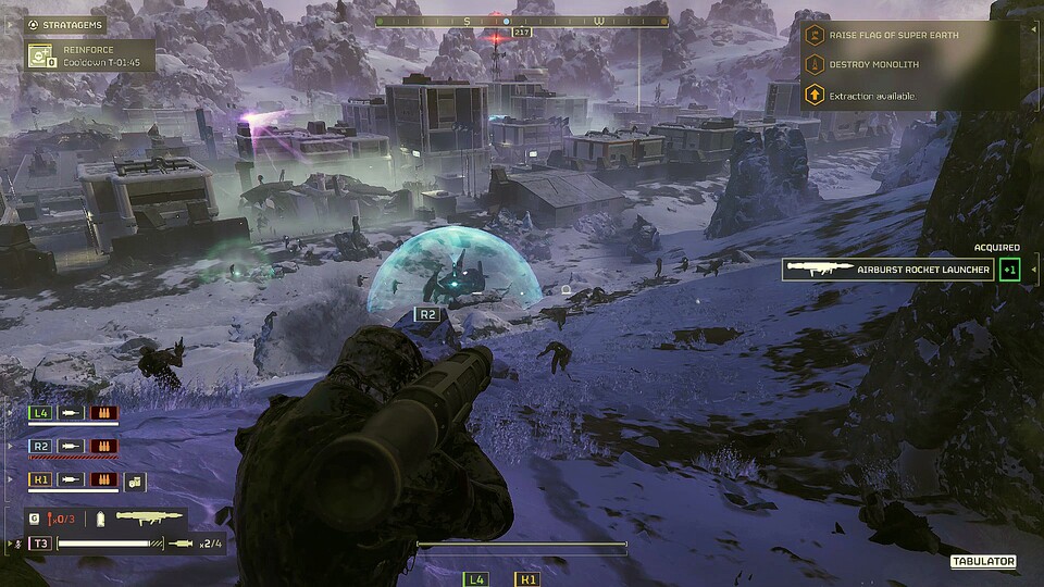 Die Städte von Omens of Tyranny sind keine eigenstämndigen Biome, sondern eingebettet auf Planeten wie dieser Eiswelt.