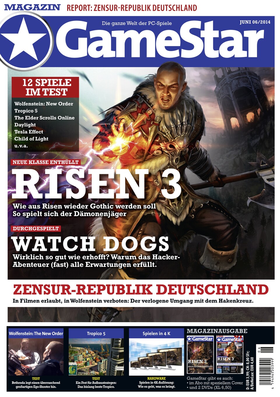 Lesen Sie auch unseren Bericht in der GameStar-Ausgabe 05/2014 zum Thema »Zensur-Republik Deutschland - In Filmen erlaubt, in Wolfenstein verboten: Der verlogene Umgang mit dem Hakenkreuz«.