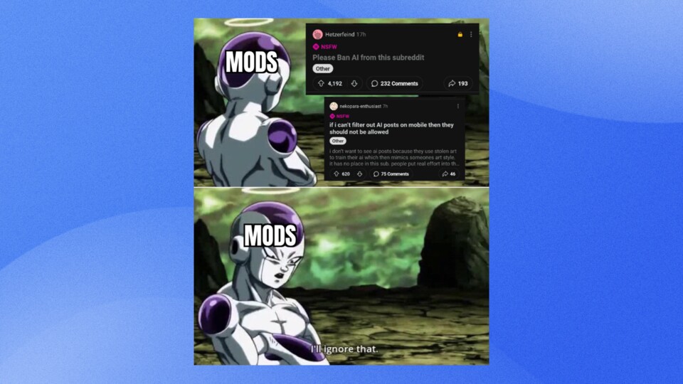 Die Community wehrt sich nicht nur mit Kommentaren. Auch Memes machen die Runde auf dem Subreddit. (Bild: Reddit - rMonsterGirls)