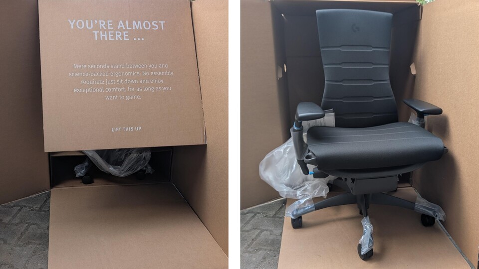 Der Herman Miller Embody wird komplett montiert geliefert - man muss nicht eine einzige Schraube setzen.