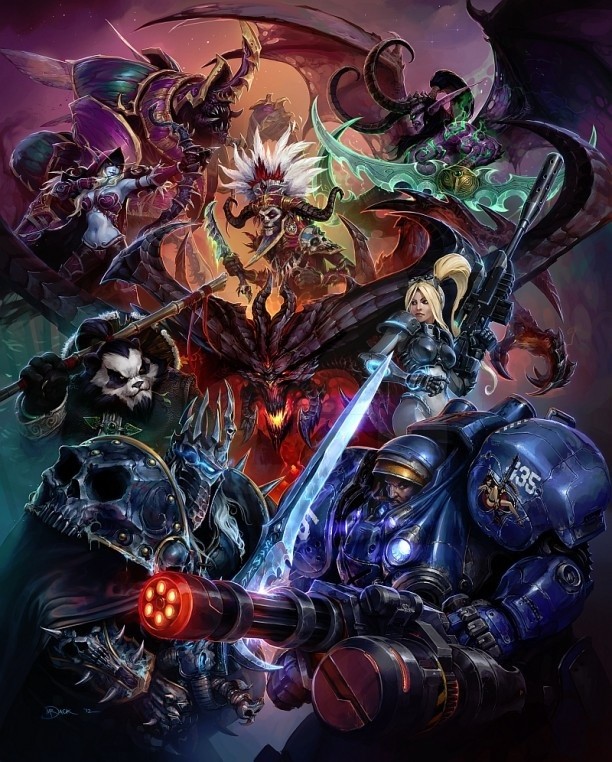 Das erste offizielle Artwork von Heroes of the Storm zeigt insgesamt neun bekannte Figuren aus den Blizzard-Spieluniversen Warcraft, Starcraft und Diablo.
