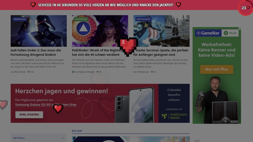 Nur am Valentinstag sieht man auf GameStar.de so viel Herz, wie da auch drinsteckt.
