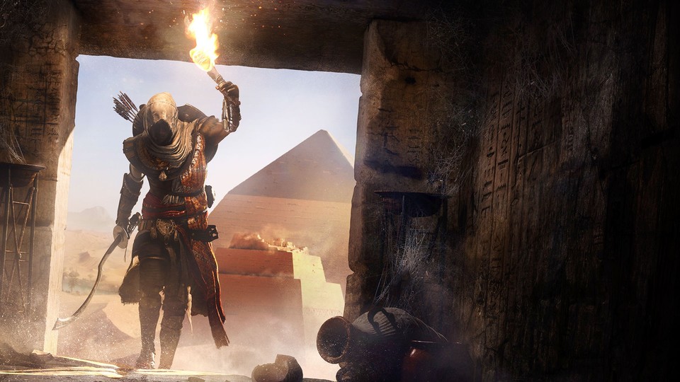 Bayek erkundet natürlich auch alte Ruinen in Assassin's Creed: Origins. Man könnte sagen: Er ist. ein. Tomb Raider. 