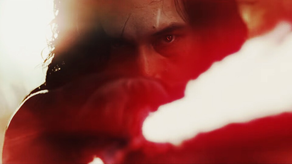 Kylo Ren mit seiner Narbe im Teaser-Trailer zu Star Wars: Die letzten Jedi...